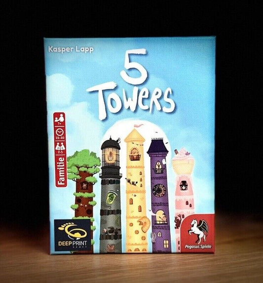 5 Towers | Neuheit 2023 | Kartenspiel/Brettspiel | Deep Print Games | Deutsch