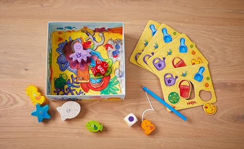 Haba 4983 - Meine ersten Spiele Fische angeln, spannendes Angelspiel mit bunten Holzfiguren, Lernspiel und Holzspielzeug ab 2 Jahren, Motorikspielzeug