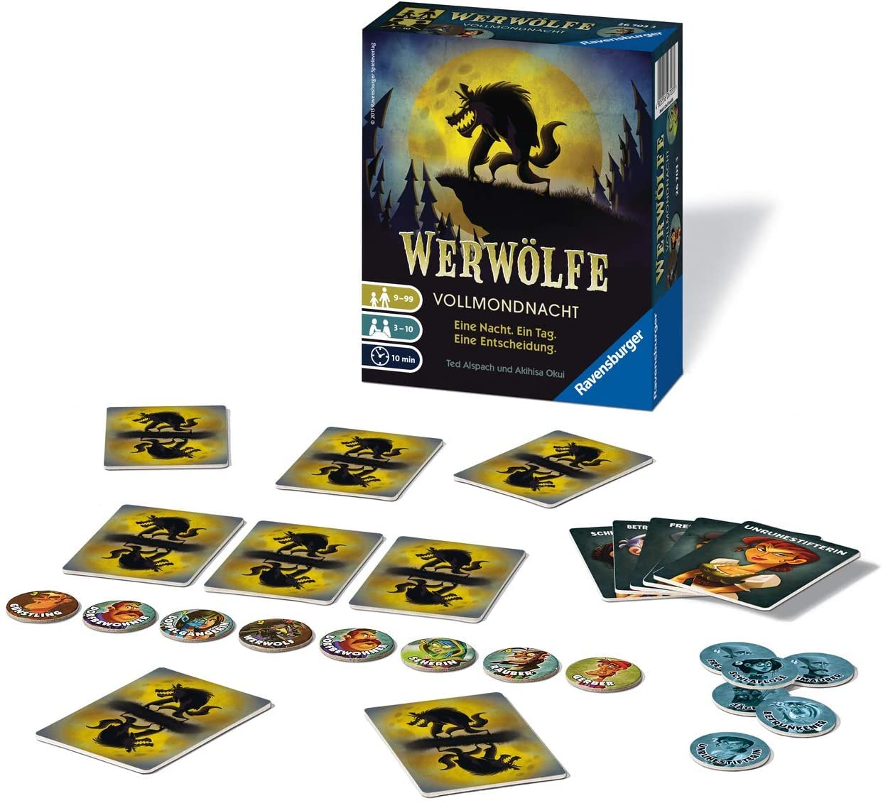 Ravensburger 26703 - Werwölfe - Vollmondnacht, Gesellschaftsspiel ab 9 Jahren, Actionsspiel für 3-10 Spieler, Spielereihe