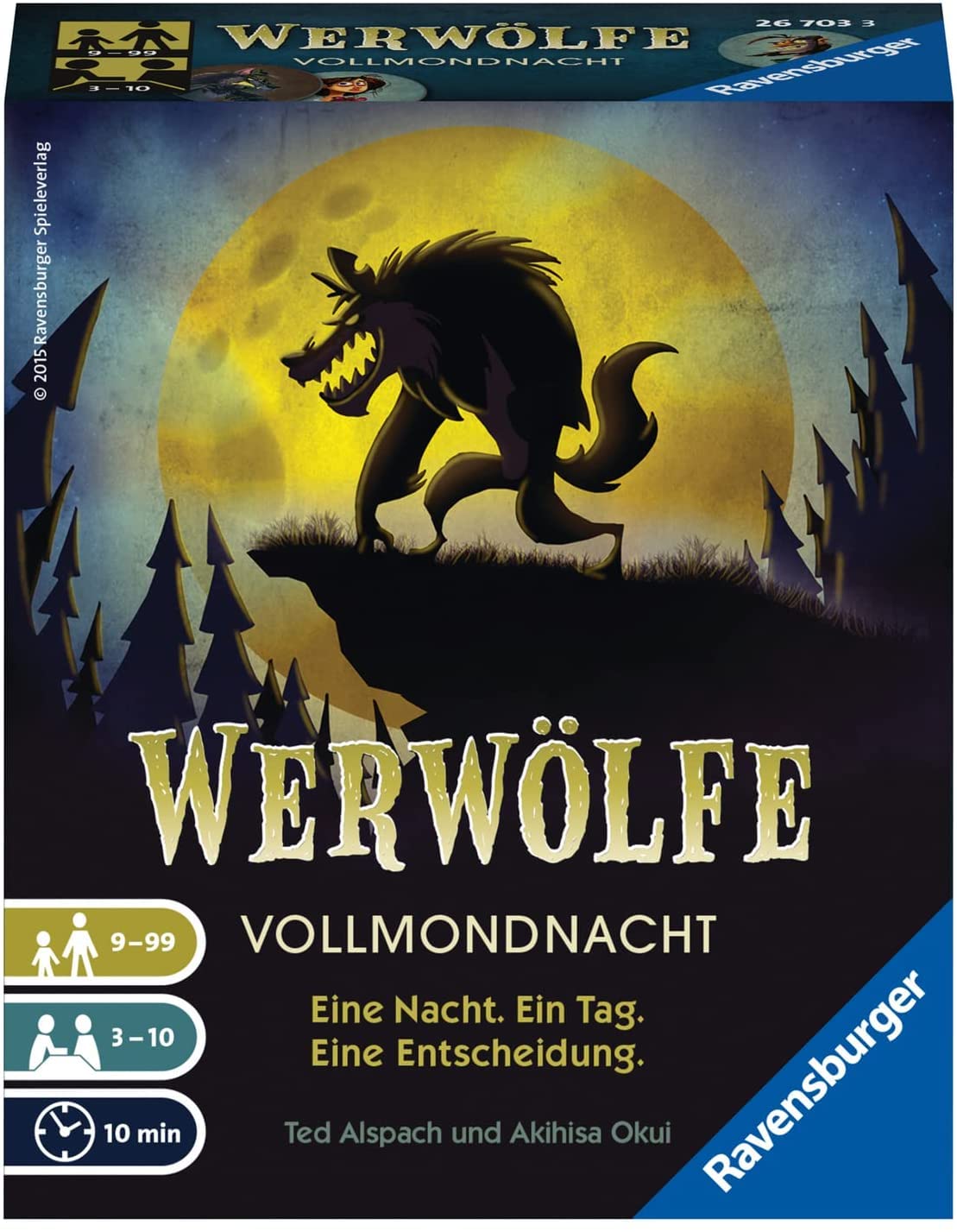 Ravensburger 26703 - Werwölfe - Vollmondnacht, Gesellschaftsspiel ab 9 Jahren, Actionsspiel für 3-10 Spieler, Spielereihe