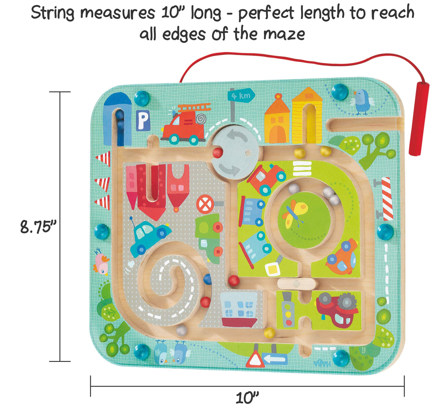Haba 301056 - Magnetspiel Stadtlabyrinth, pädagogisches Holzspielzeug für Kinder ab 2 Jahren, schult die Logik und Feinmotorik