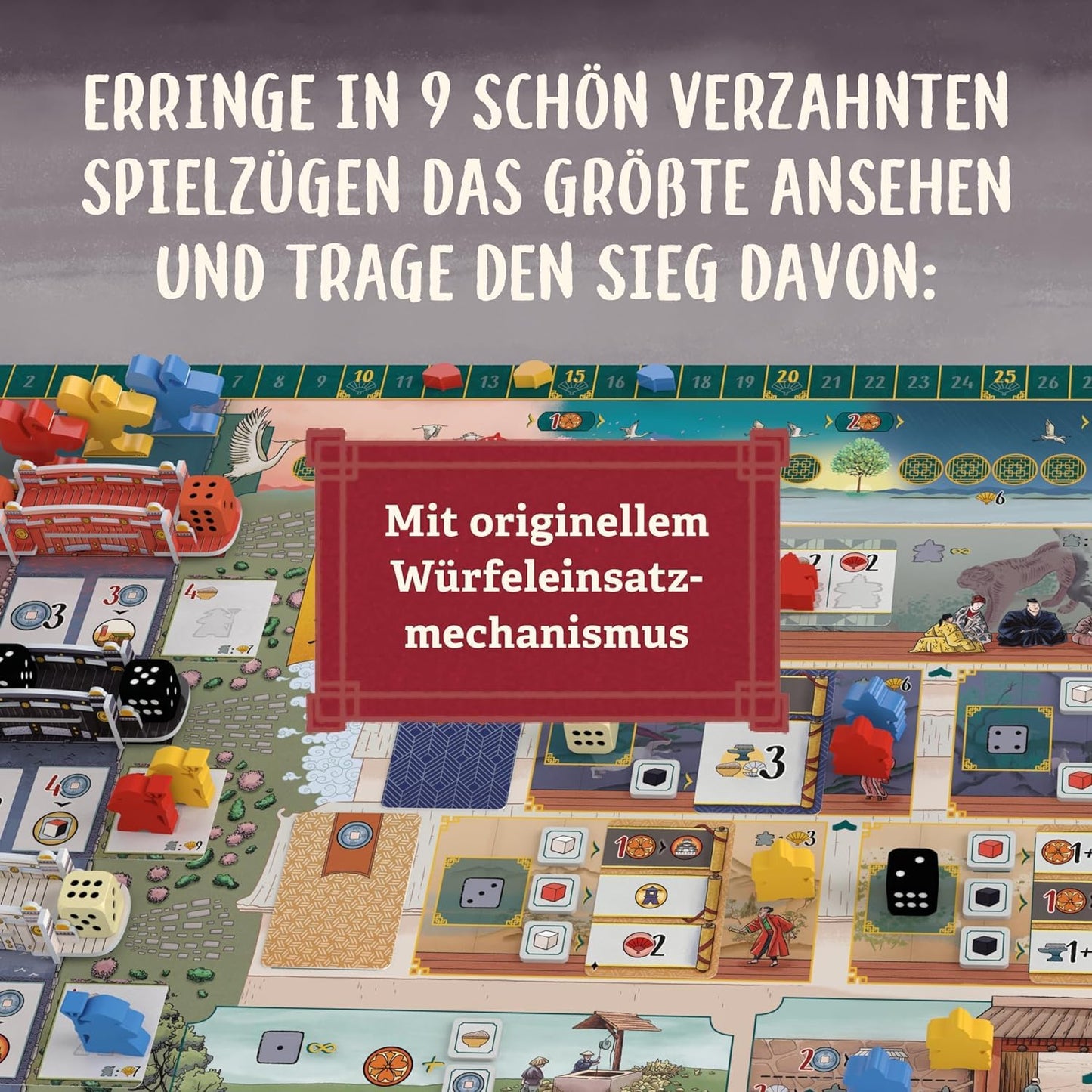 KOSMOS 683948 Die weiße Burg, Am Hof des Daiymo, Strategiespiel mit besonderem Würfel-Mechanismus, Gesellschaftsspiel für 1-4 Personen ab 12 Jahre, Kennerspiel