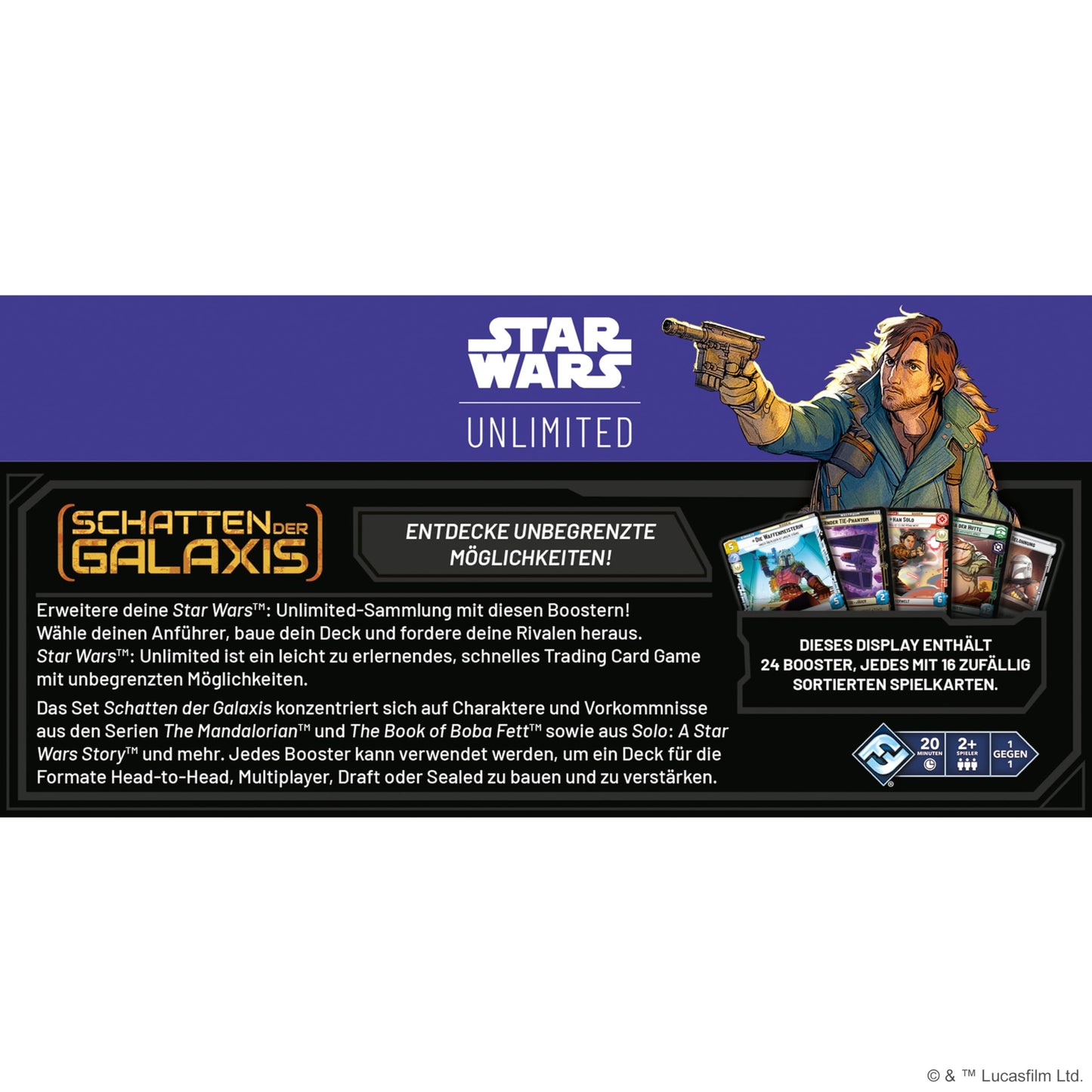 Star Wars: Unlimited - Schatten der Galaxis - Display Booster Box - (24 Booster Packs mit jeweils 16 Karten) - Deutsch - Originalverpackt - Trading Card Game