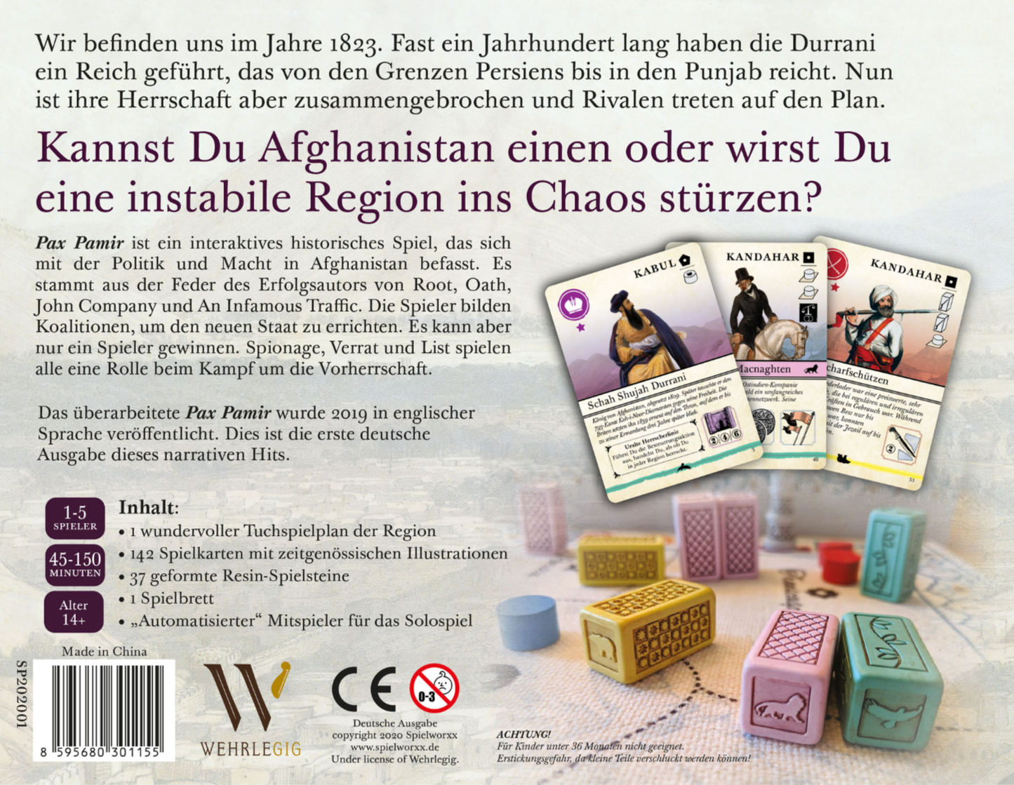 Pax Pamir | Deutsche Version | Brettspiel | Gebietseroberung | Erreiche Deine Ziele und Schmiede das Schicksal Afghanistans | 1-5 Spieler | Thema: Geschichte, Orte