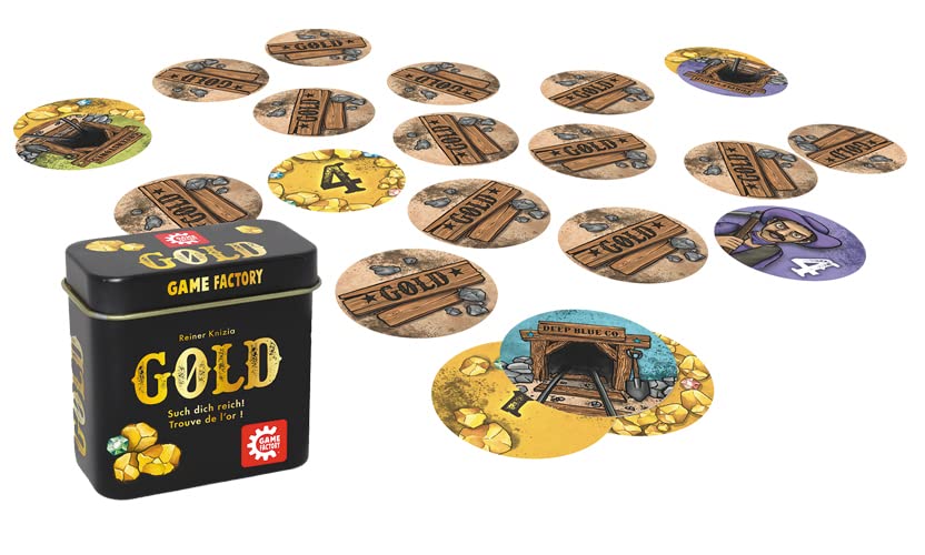 Gold | Das beste Memory Spiel für Groß und Klein | Mini-Kartenspiel in handlicher Metalldose, ab 6 Jahren, ideal als Reisespiel oder Geschenk, für 2 bis 5 Spieler | Game Factory 646252