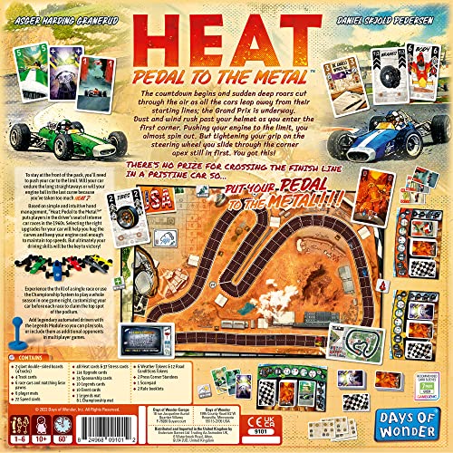 Heat: Pedal to the Metal | Rennspiel, ab 10 Jahren, 1–6 Spieler, 60 Minuten Spieldauer, DOW9101, Mehrfarbig | Days of Wonder | Hitze: Pedal zum Metall